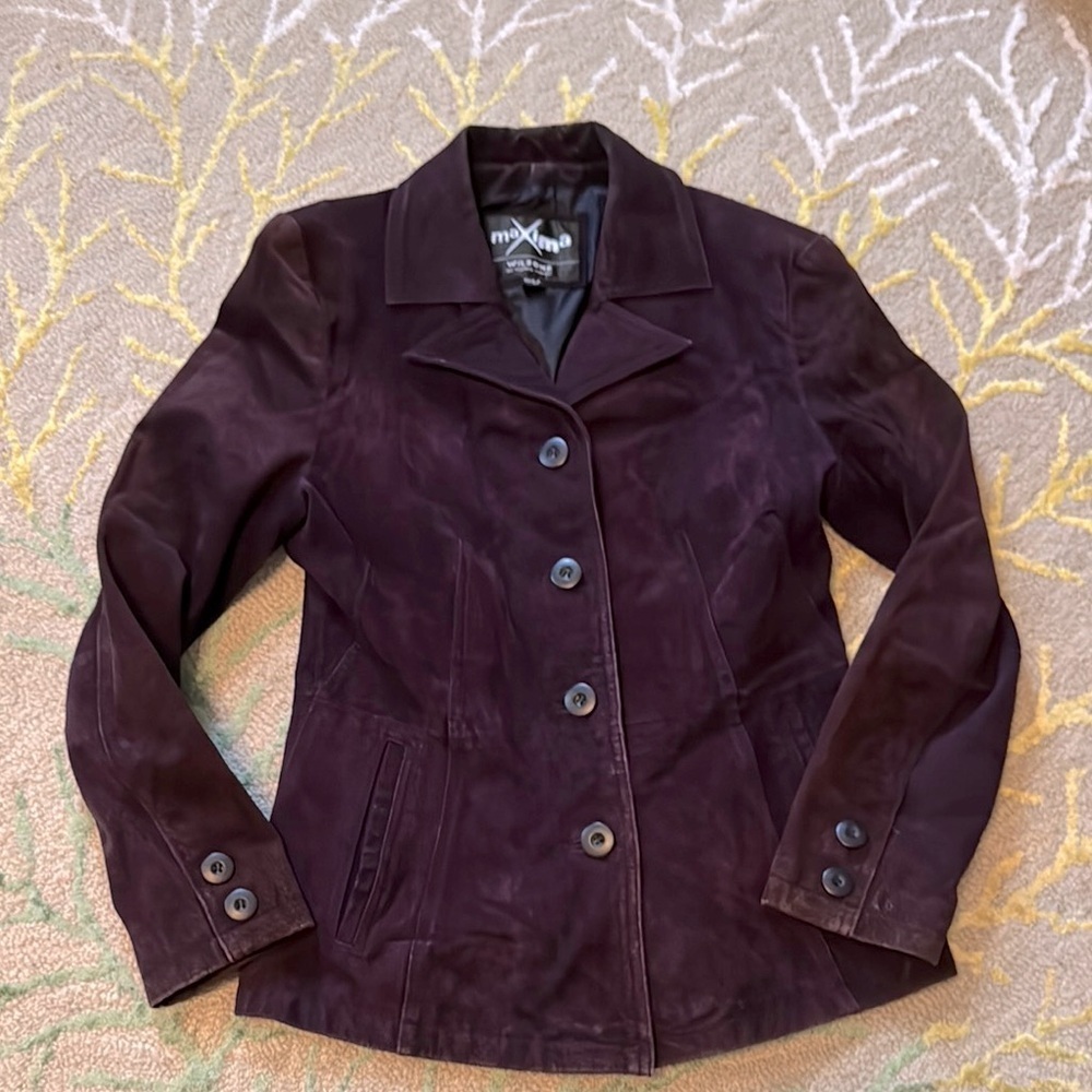 Wilson Maxima vintage Y2K eggplant, purple, suede jacket, medium